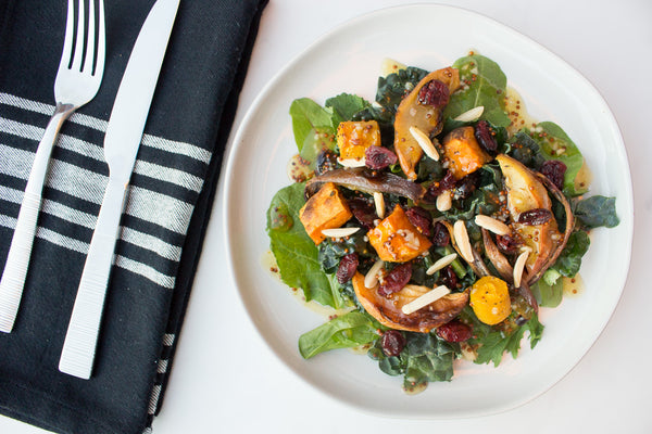 Herb Roasted Winter Vegetable Salad with Cranberries and Almonds