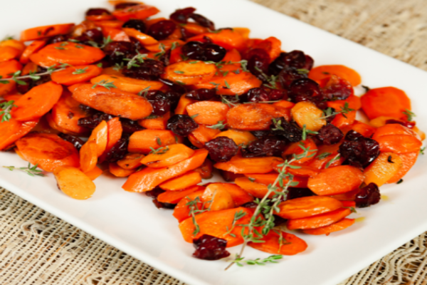 Carrots With Thyme & Decas Farms Dried Cranberries