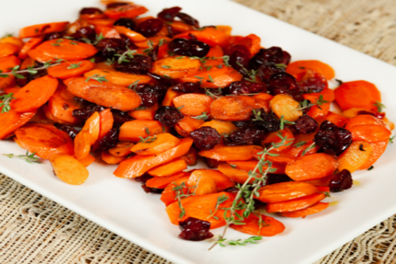 Carrots With Thyme & Decas Farms Dried Cranberries