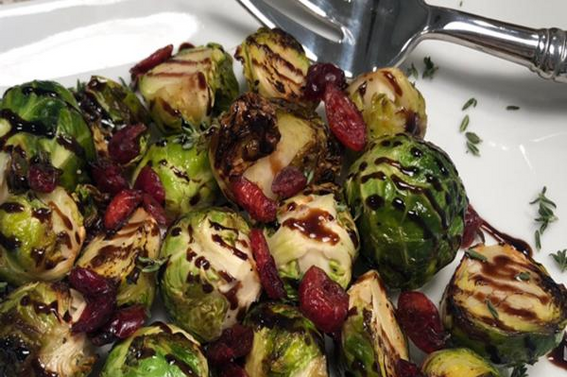 Holiday Roasted Balsamic Brussels Sprouts & Cranberries