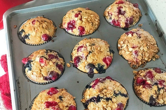 Triple Berry Oat Muffins