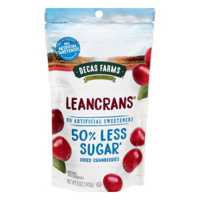 Decas Farms LeanCrans 50% less sugar dried cranberries with no artificial sweeteners