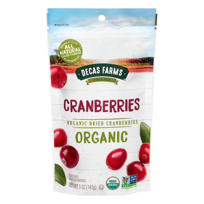 Decas Farms Certified Organic dried cranberries, 5 oz. all natural